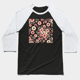 Pink Flowers Baseball T-Shirt